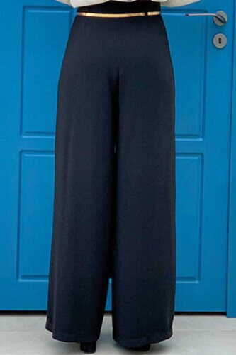 Büyük Beden Fermuarlı Kemer Aksesuarlı Pantolon Etek 0125-1 Siyah - 2