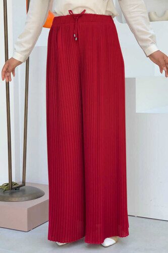 0129 Pleated Trousers Claret Red 