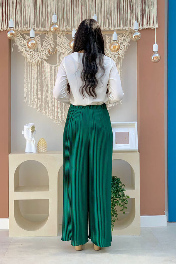 0129 Pleated Trousers Emerald - 4
