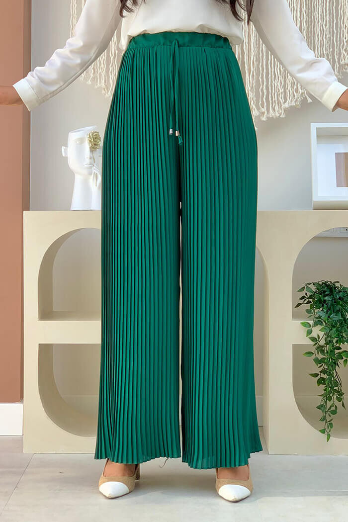 0129 Pleated Trousers Emerald - 2