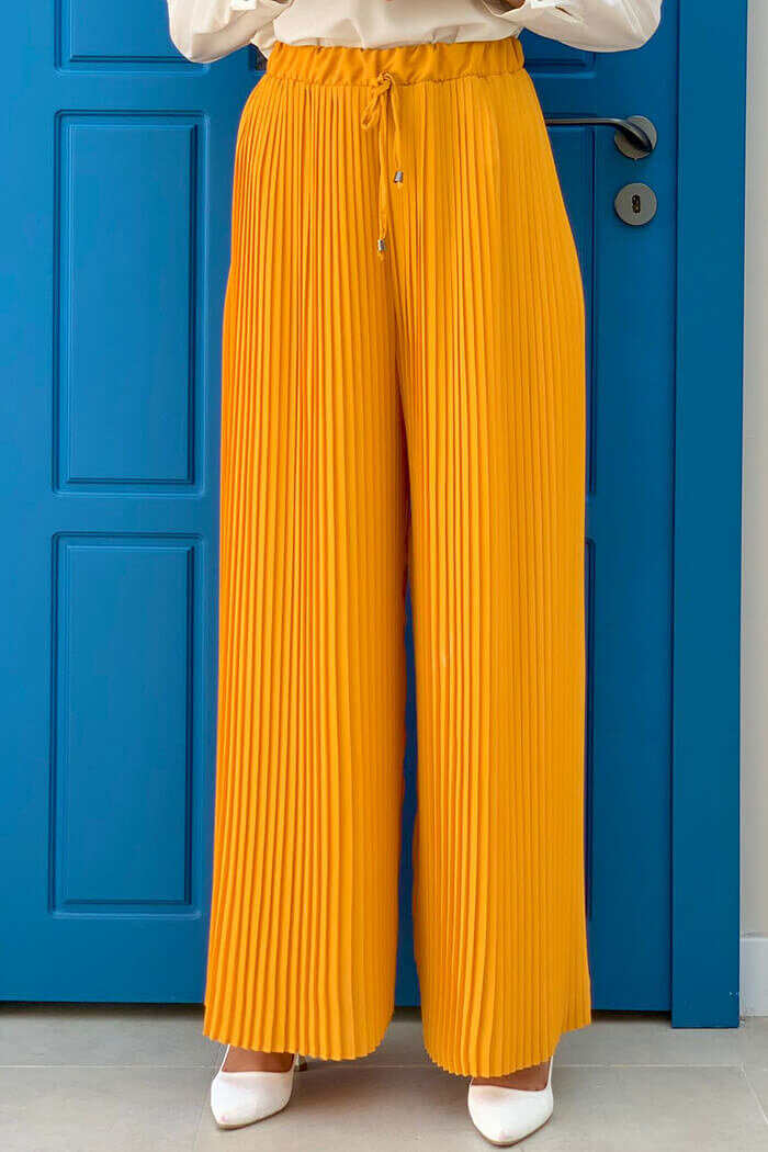 0129 Pleated Trousers Mustard - 2