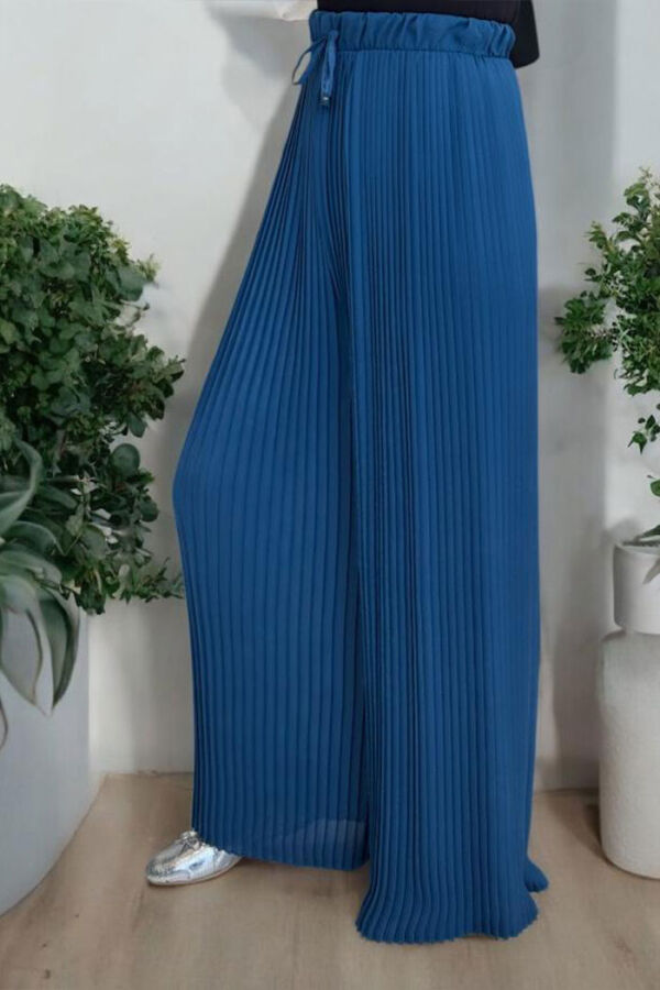 0129 Pleated Trousers Petrol Blue - 2