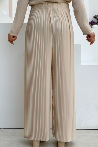 0129 Pleated Trousers Stone - 4