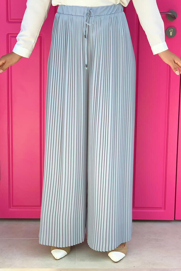 0129 Pleated Trousers Gray - 2