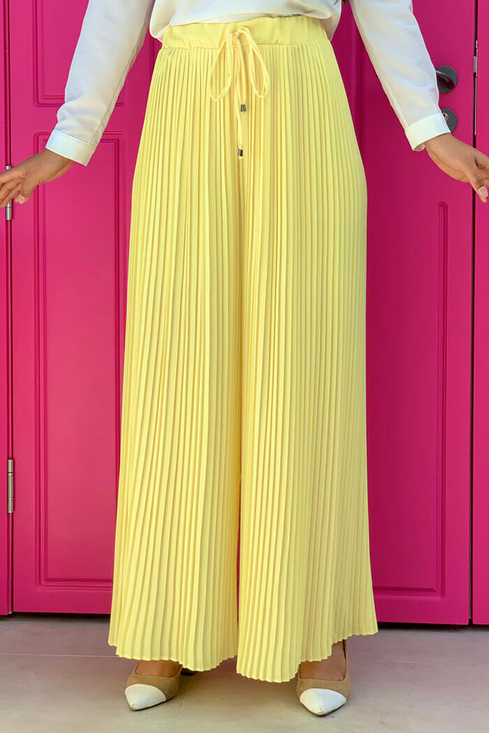 0129 Pleated Trousers Yellow - 2