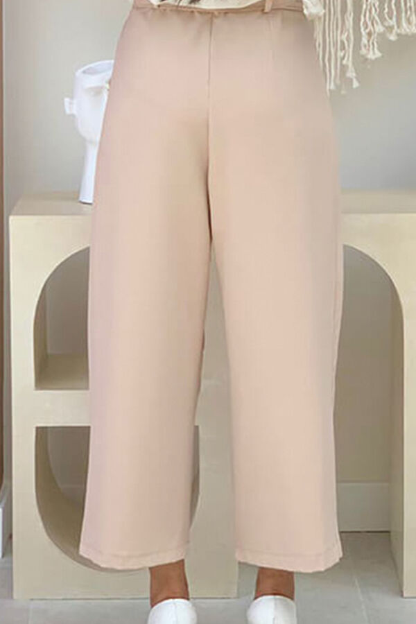 0174-1 Large Size Waist Tied Trousers Stone - 4