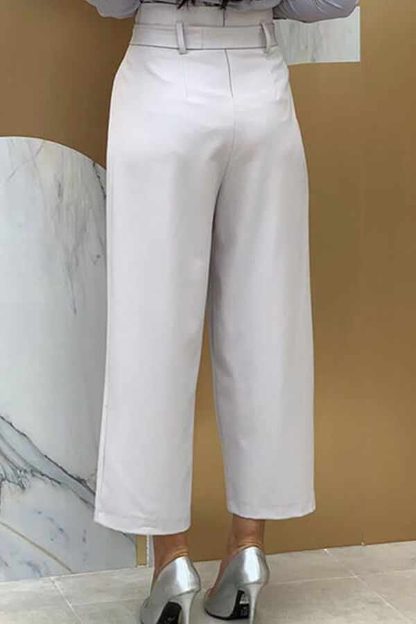 0174-1 Large Size Waist Tied Trousers Gray - 4