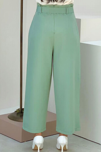 0174-1 Large Size Waist Tied Trousers Mint - 4