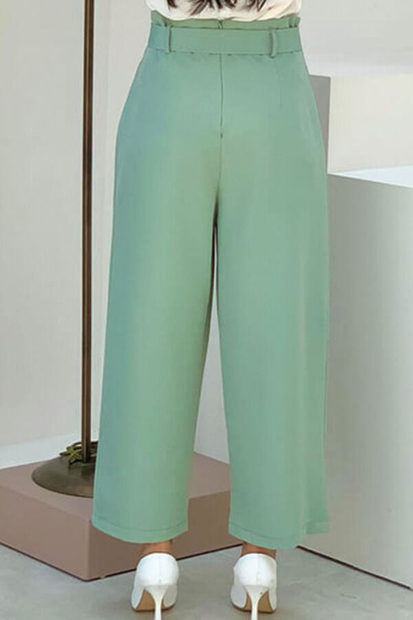 0174-1 Large Size Waist Tied Trousers Mint - 4