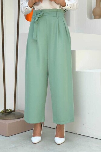 Fermuarlı Bel Bağcıklı Pantolon 0174 Mint 
