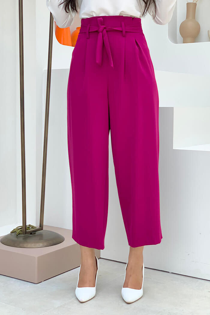 0174 Waist Tied Trousers Fuchsia - 2