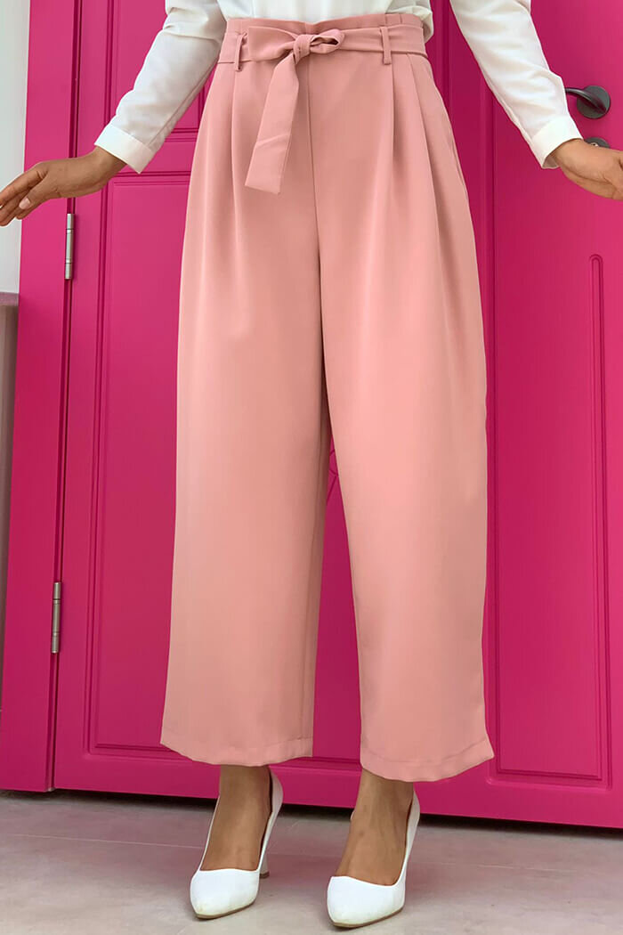 0174 Waist Tied Trousers Powder - 2