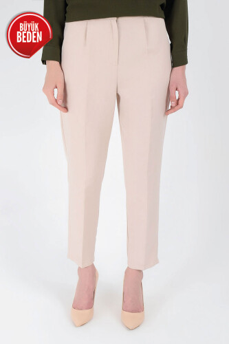 Large Size Zippered Pocket Detailed Pencil Pants 0201-1 Stone - 5