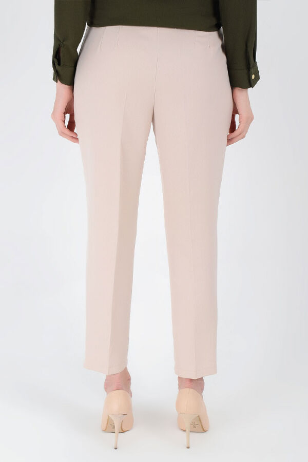 Large Size Zippered Pocket Detailed Pencil Pants 0201-1 Stone - 8