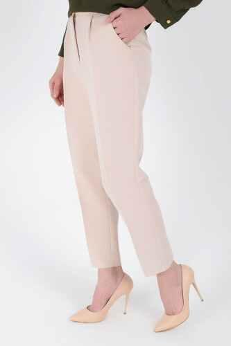 Large Size Zippered Pocket Detailed Pencil Pants 0201-1 Stone - 6