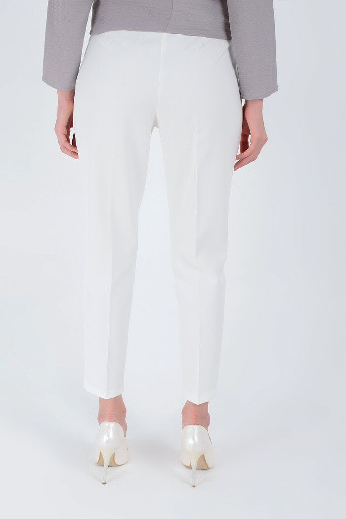 Large Size Zippered Pocket Detailed Pencil Pants 0201-1 Ecru - 8