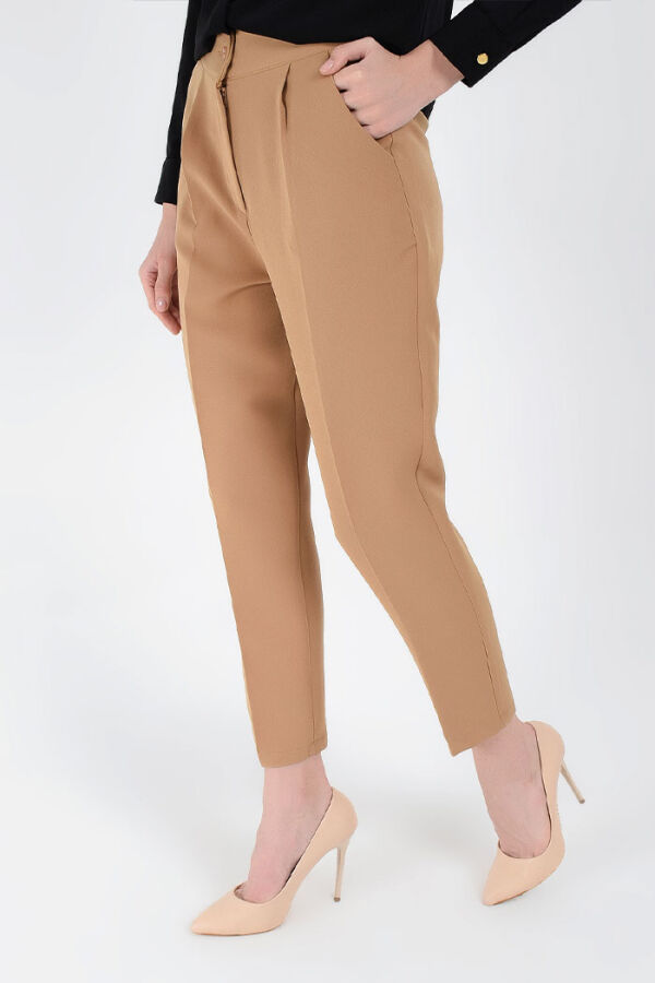 Große, detaillierte Bleistifthose mit Reißverschlusstasche 0201-1 Gingham - 7