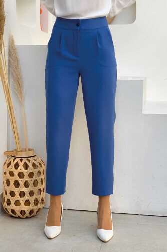 Zippered Pocket Detailed Pencil Pants 0201 Indigo 