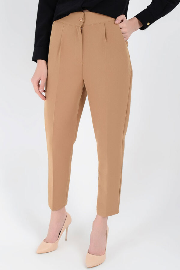 0201 Carrot Length Trousers Tan - 4