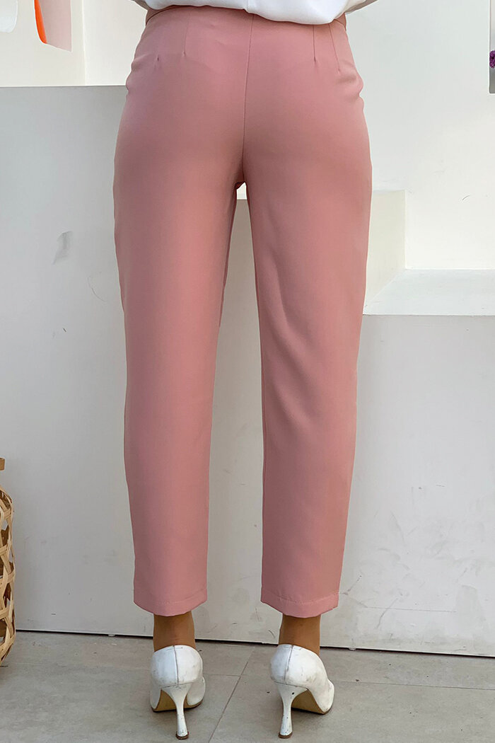 Fermuarlı Cep Detaylı Kalem Pantolon 0201 Pudra - 4