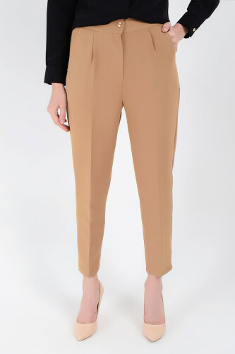 Fermuarlı Cep Detaylı Kalem Pantolon 0201 Taba - 5