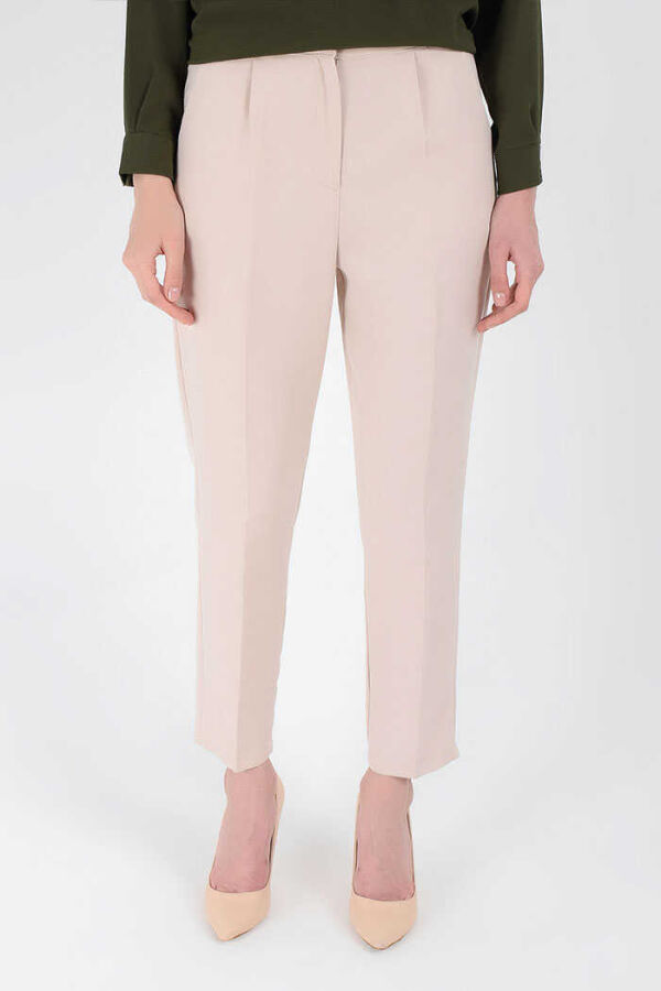 Fermuarlı Cep Detaylı Kalem Pantolon 0201 Taş - 1