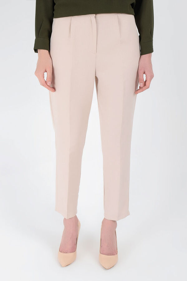 Fermuarlı Cep Detaylı Kalem Pantolon 0201 Taş - 5