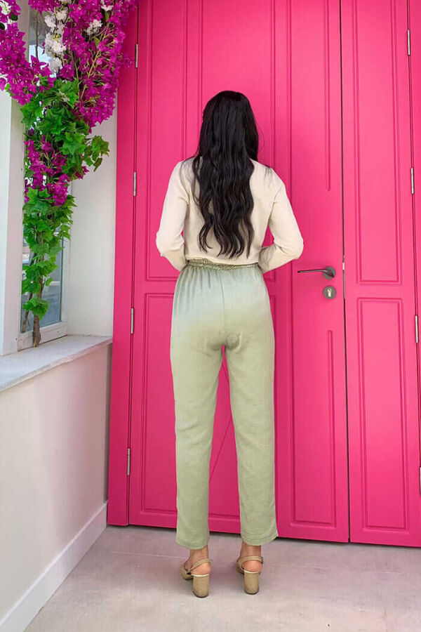 Bel Lastikli Saten Kalem Pantolon 0228 Mint - 2