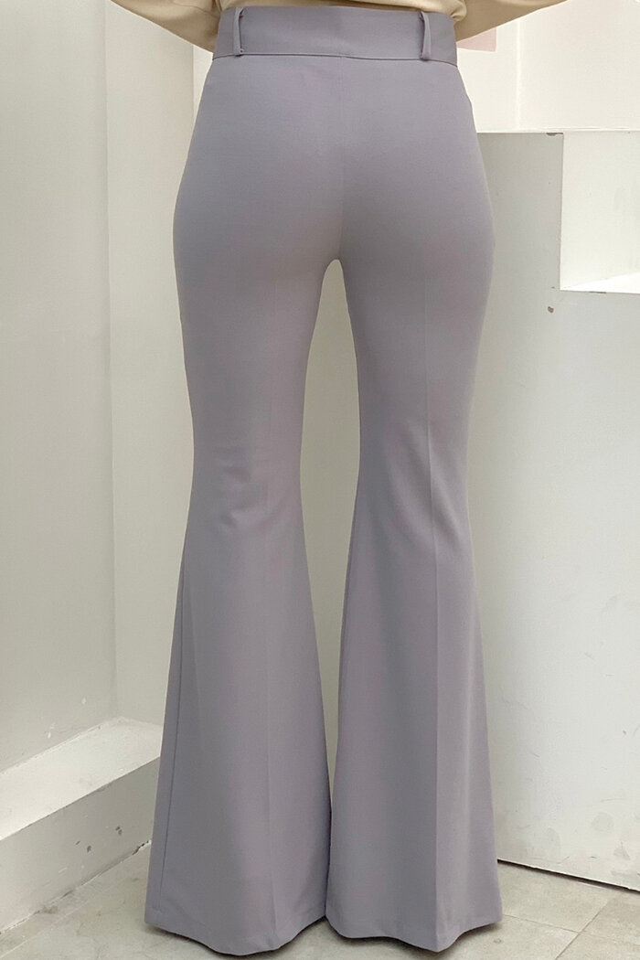 Bel Fermuarlı İspanyolpaça Pantolon 0231 Gri - 4