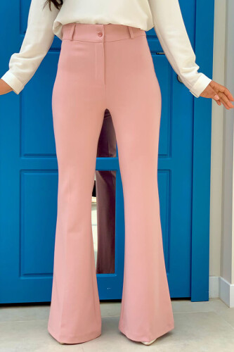 Waist Zippered Flared Trousers 0231 Powder 