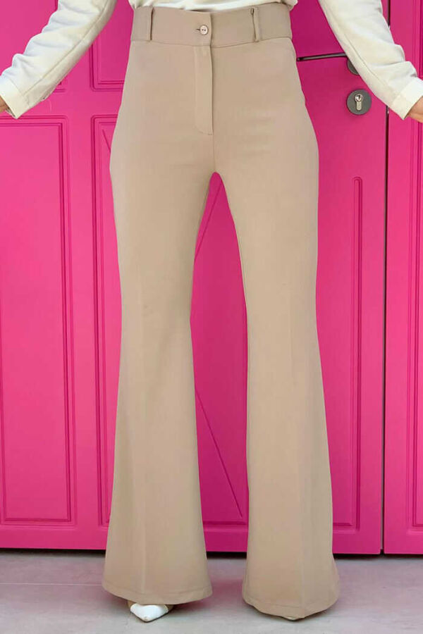 Waist Zippered Flared Trousers 0231 Mink - 1