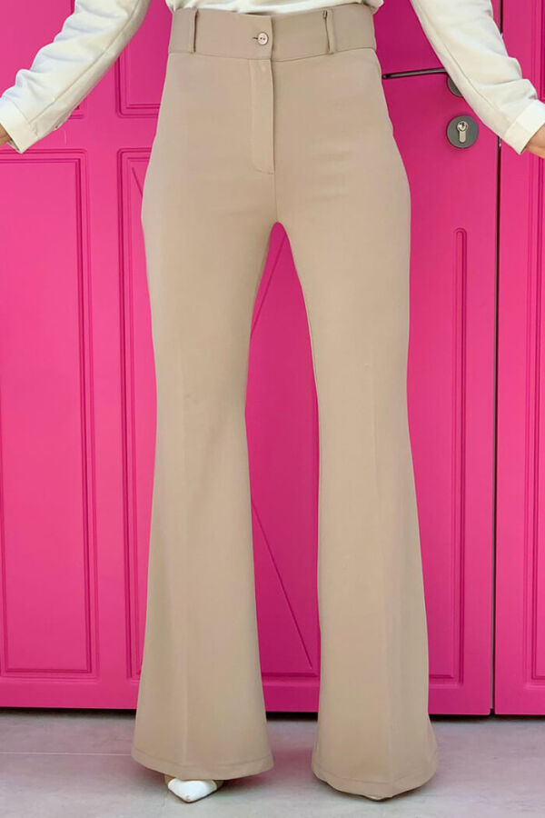 Waist Zippered Flared Trousers 0231 Mink - 2