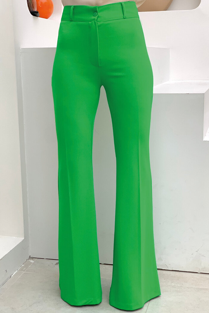 Waist Zipper Flared Trousers 0231 Green - 3