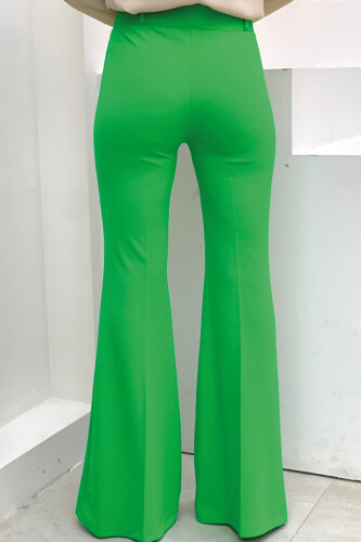 Waist Zipper Flared Trousers 0231 Green - 4