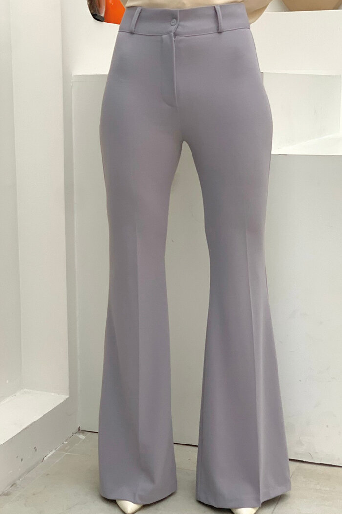 Waist Zippered Flared Trousers 0231 Gray - 3