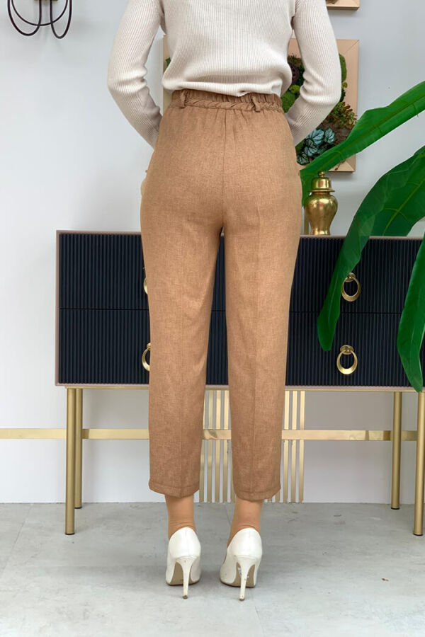 Fermuarlı Cep Detaylı Kalem Pantolon 0255 Taba - 6
