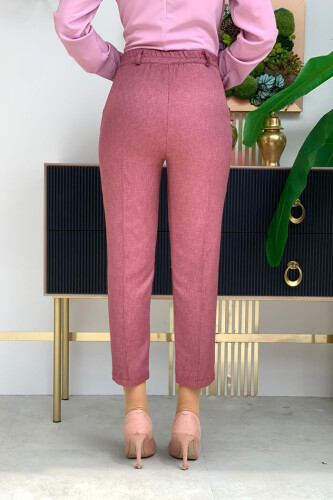 Bleistifthose mit Reißverschlusstasche und detaillierten Details 0255 Dried Rose - 4
