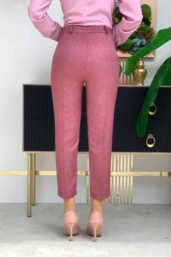 Bleistifthose mit Reißverschlusstasche und detaillierten Details 0255 Dried Rose - 4