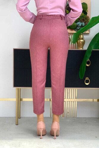 Zippered Pocket Detailed Pencil Pants 0255 Dried Rose - 2