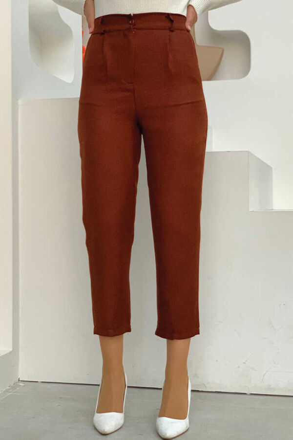 Zippered Pocket Detailed Pencil Pants 0255 Tile - 1