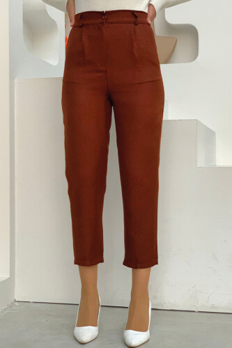 Zippered Pocket Detailed Pencil Pants 0255 Tile - 2