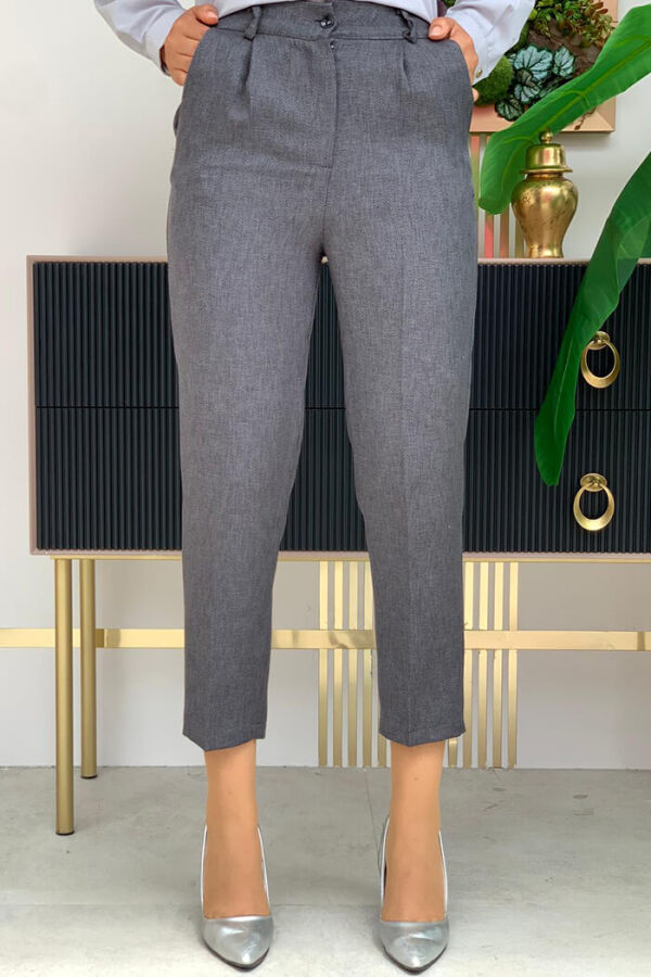 Zippered Pocket Detailed Pencil Pants 0255 Anthracite - 2