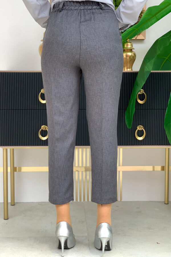 Zippered Pocket Detailed Pencil Pants 0255 Anthracite - 4