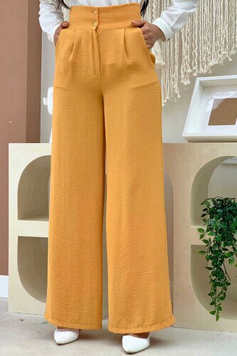 Wide leg trousers mustard cheap