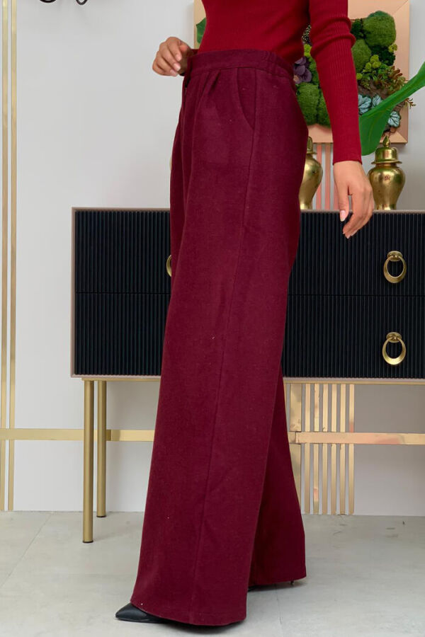 Fermuarlı Cep Detaylı Kaşe Pantolon 0272 Bordo - 4