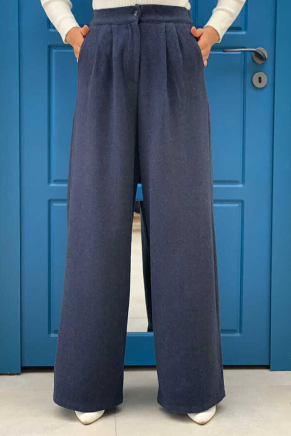 Fermuarlı Cep Detaylı Kaşe Pantolon 0272 Lacivert - 1