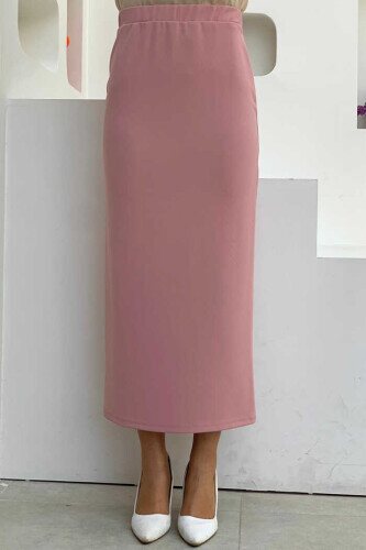 Bel Lastikli Likralı Kalem Etek 1074 Pudra - bym fashion