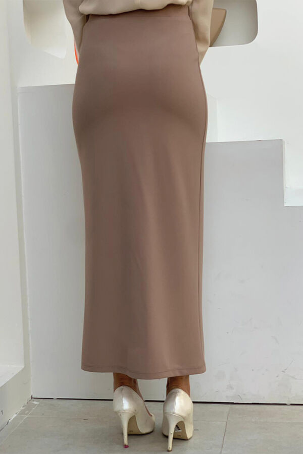 Bel Lastikli Likralı Kalem Etek 1074 Taş - 4
