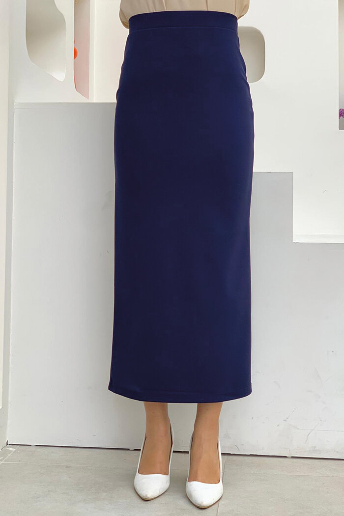 1074 Lycra Skirt Navy Blue - 2