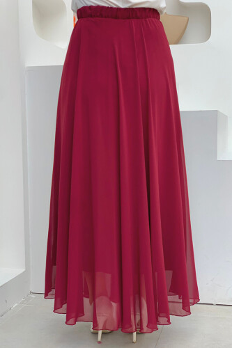 1141 Chiffon Skirt Claret Red - 4